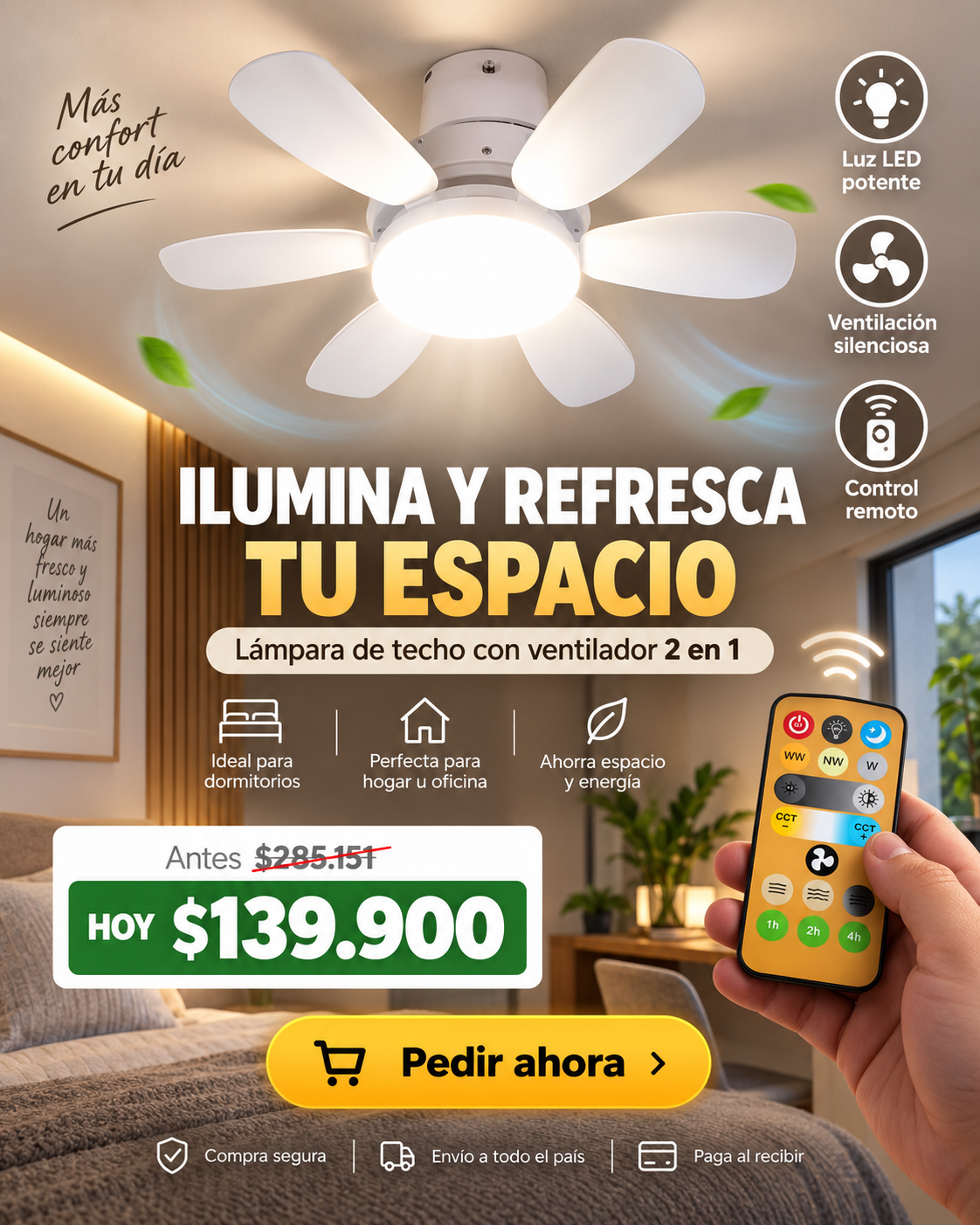 Lámpara ventilador 2 en 1 - oferta principal