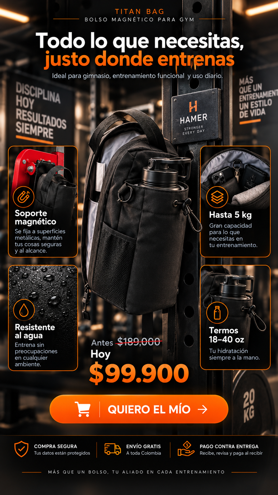 Titan Bag bolso magnético para gimnasio